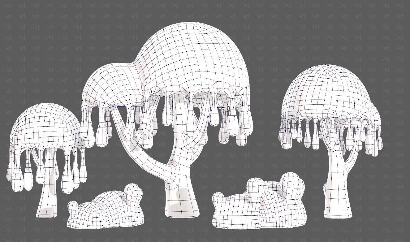 Trees Cartoon V38 Low-poly 3D model_14