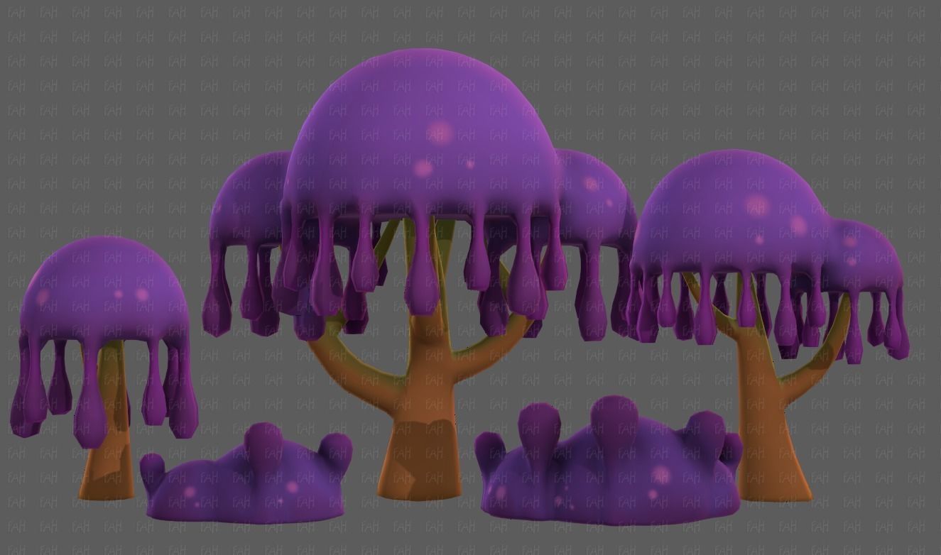 Trees Cartoon V38 Low-poly 3D model_21