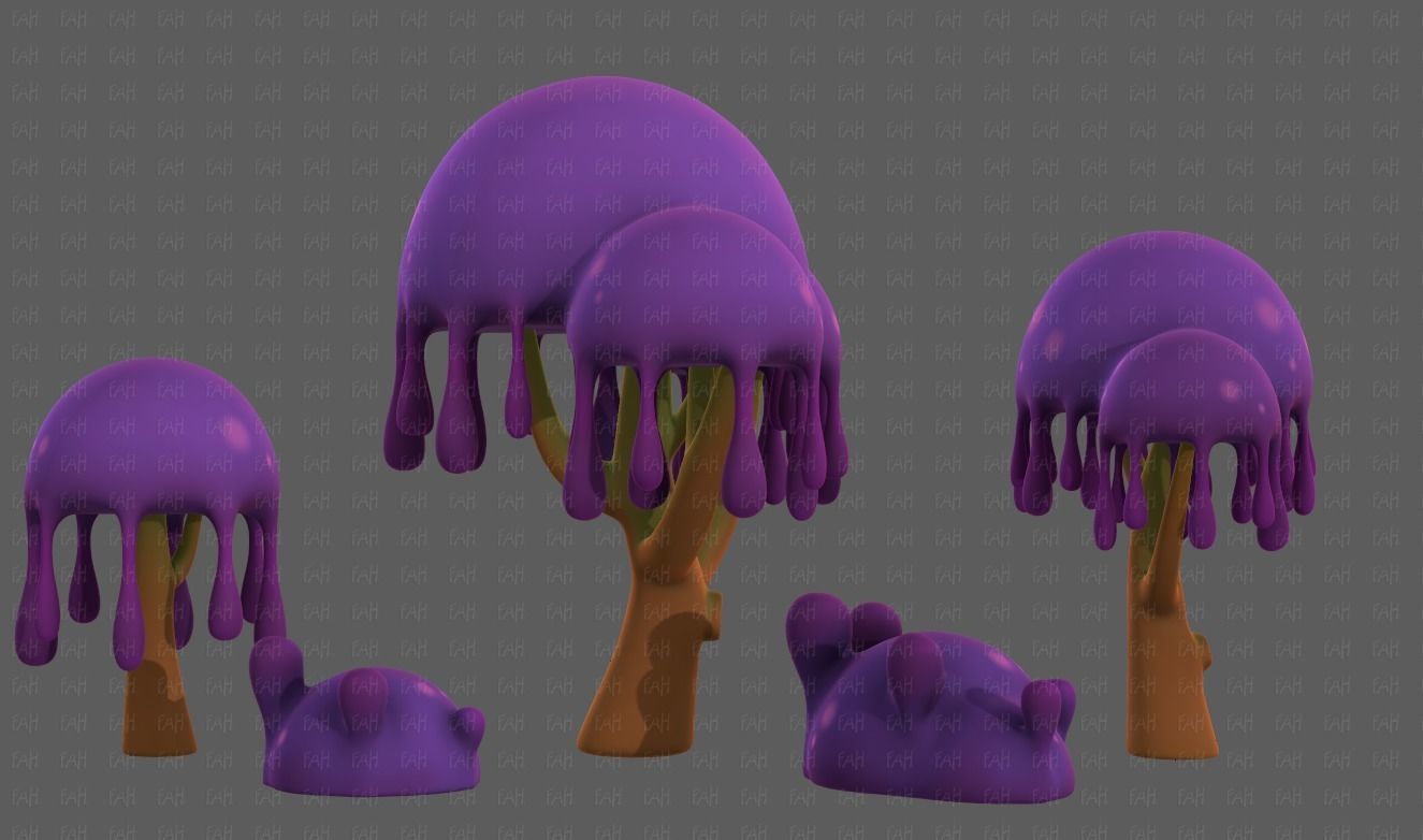 Trees Cartoon V38 Low-poly 3D model_3