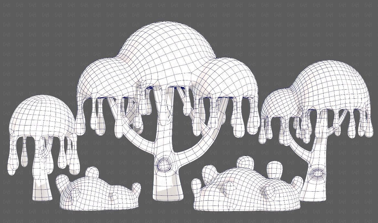 Trees Cartoon V38 Low-poly 3D model_9