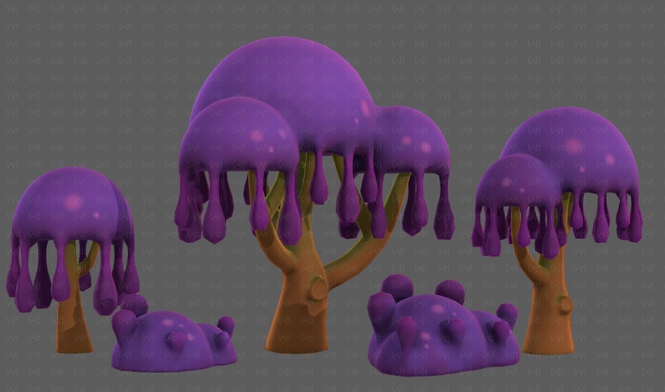 Trees Cartoon V38 Low-poly 3D model_18