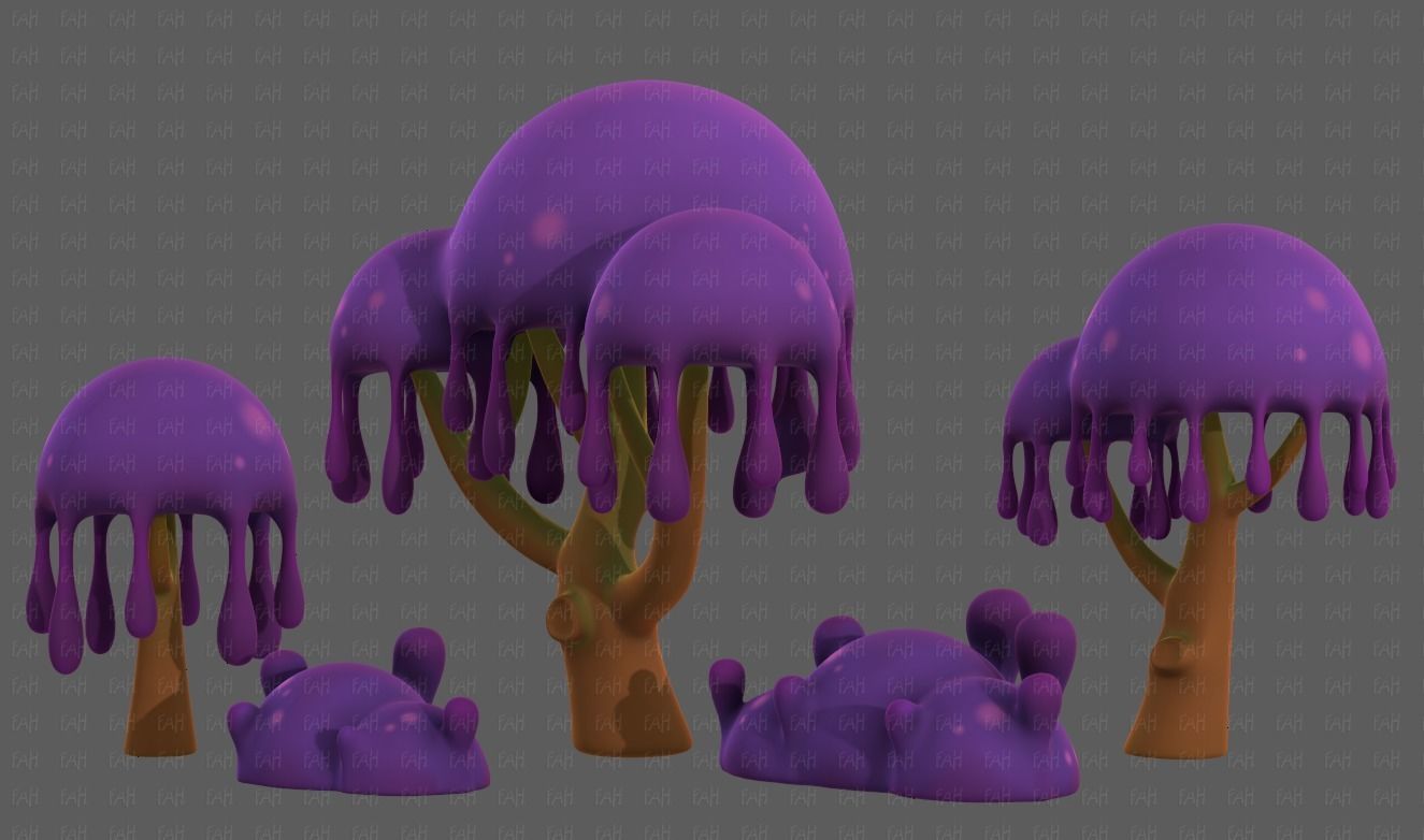 Trees Cartoon V38 Low-poly 3D model_8