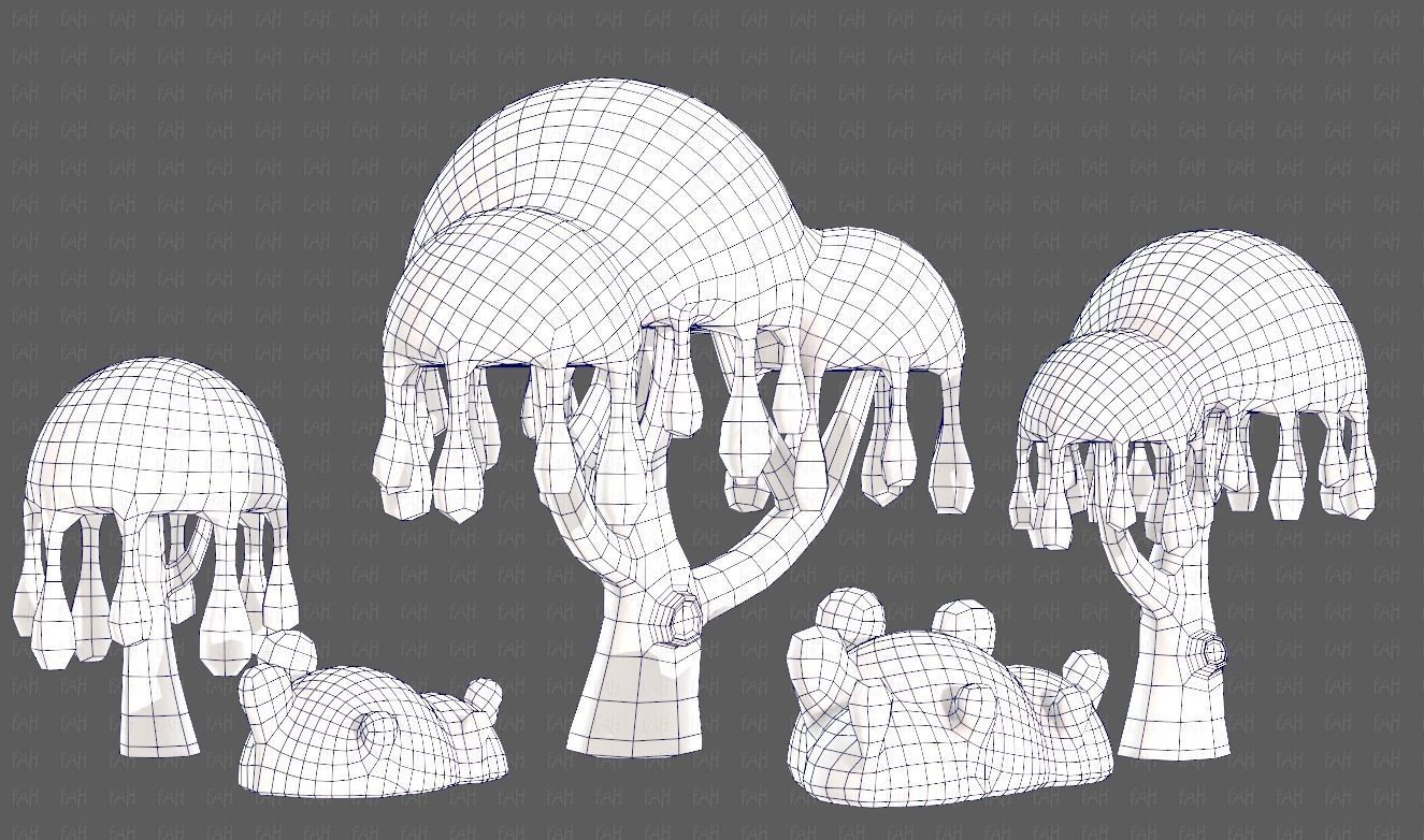 Trees Cartoon V38 Low-poly 3D model_26