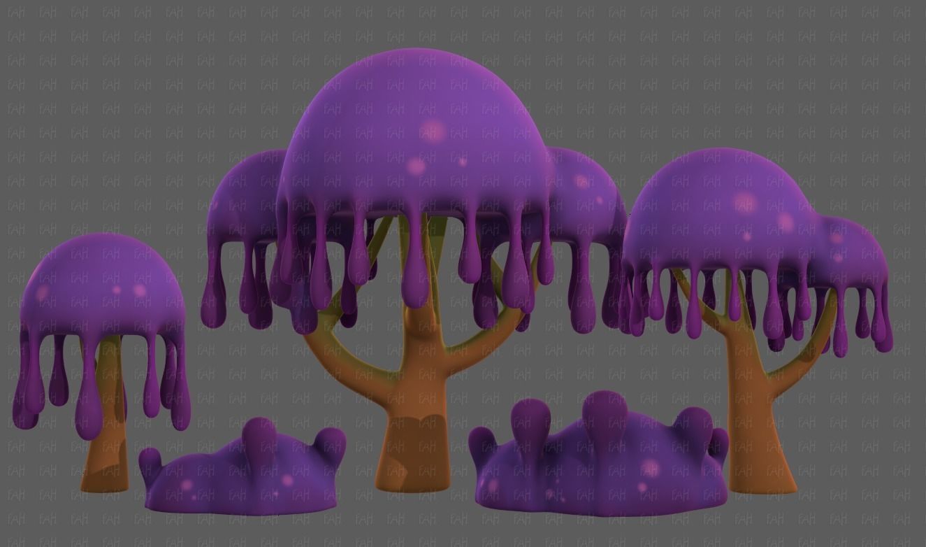 Trees Cartoon V38 Low-poly 3D model_5