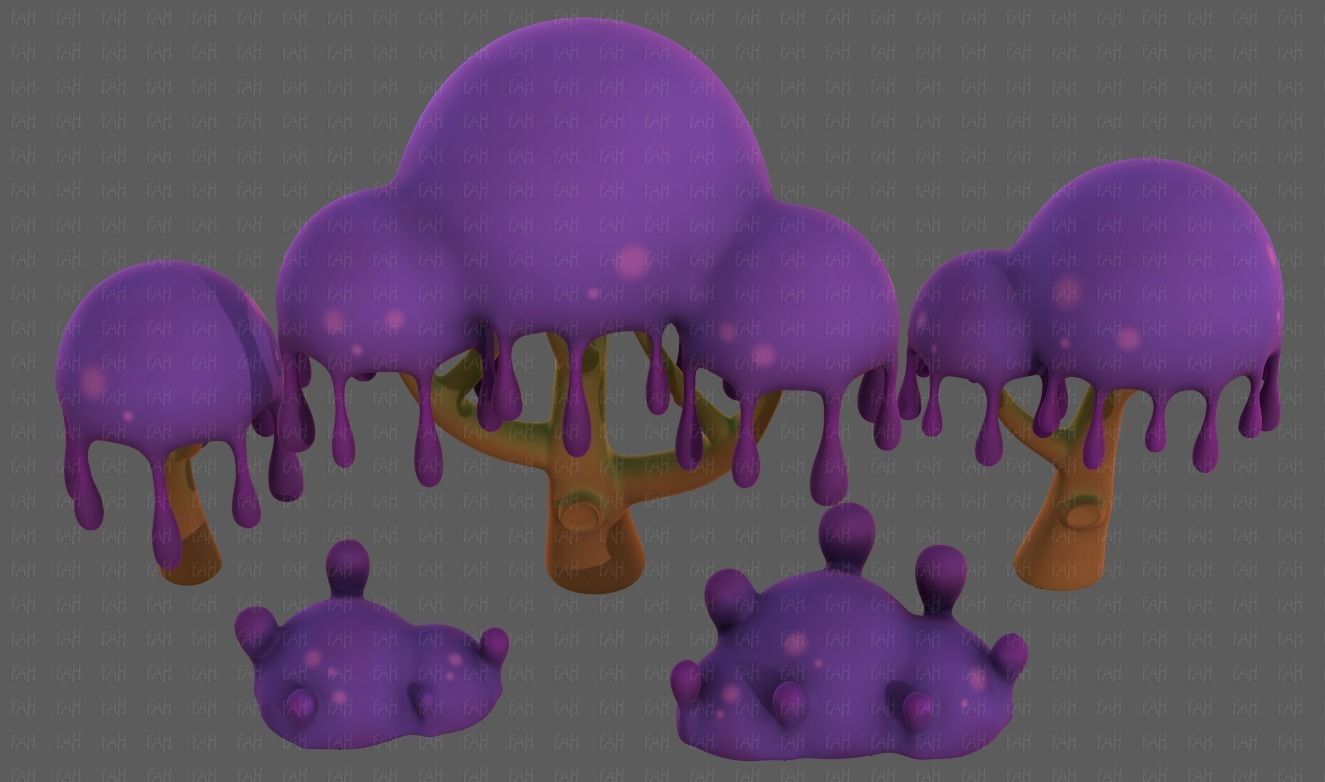 Trees Cartoon V38 Low-poly 3D model_33