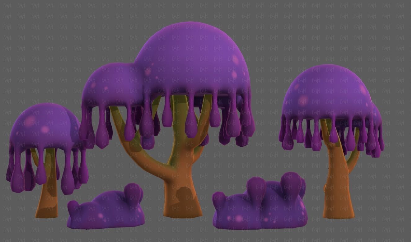 Trees Cartoon V38 Low-poly 3D model_22