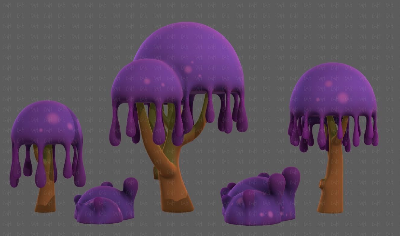 Trees Cartoon V38 Low-poly 3D model_7