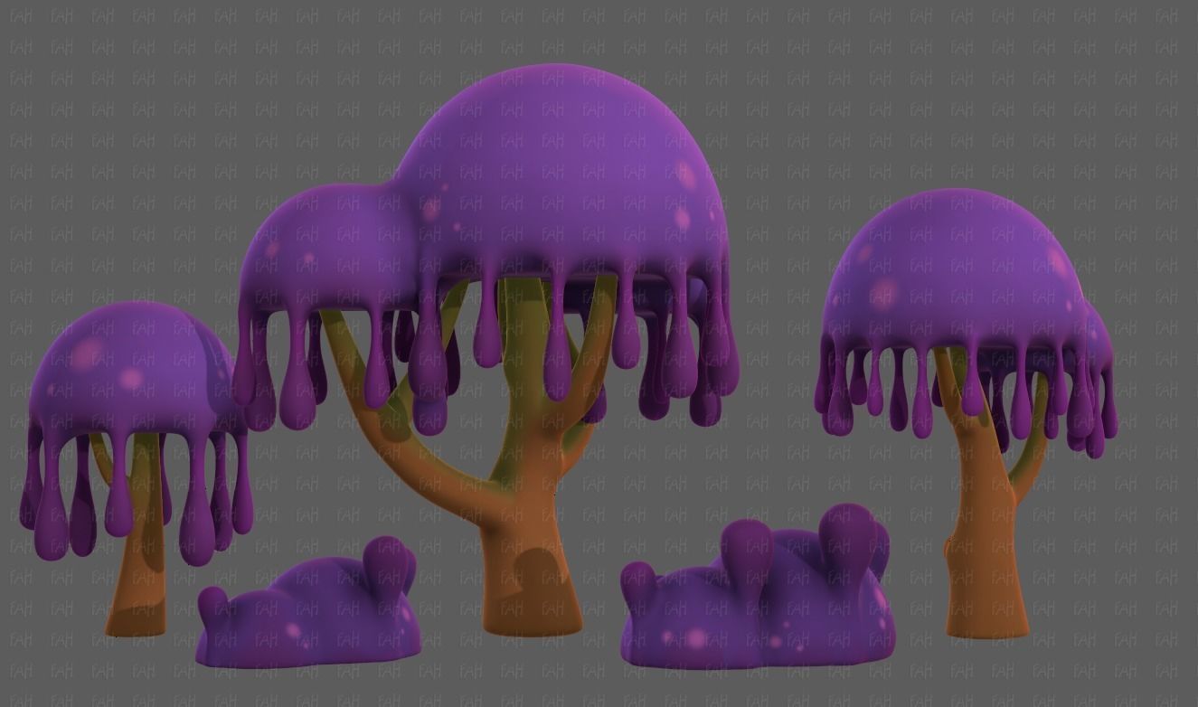 Trees Cartoon V38 Low-poly 3D model_6