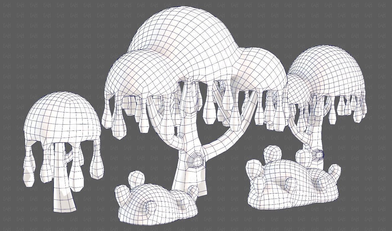 Trees Cartoon V38 Low-poly 3D model_44