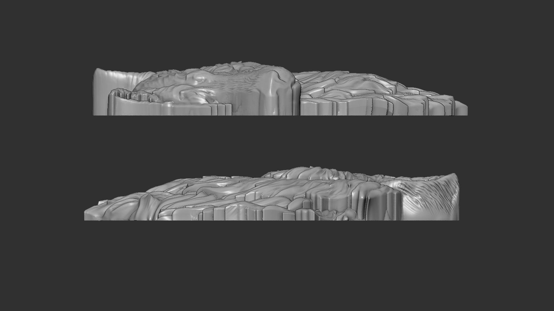 Wolf head bas-relief 3D print model_8