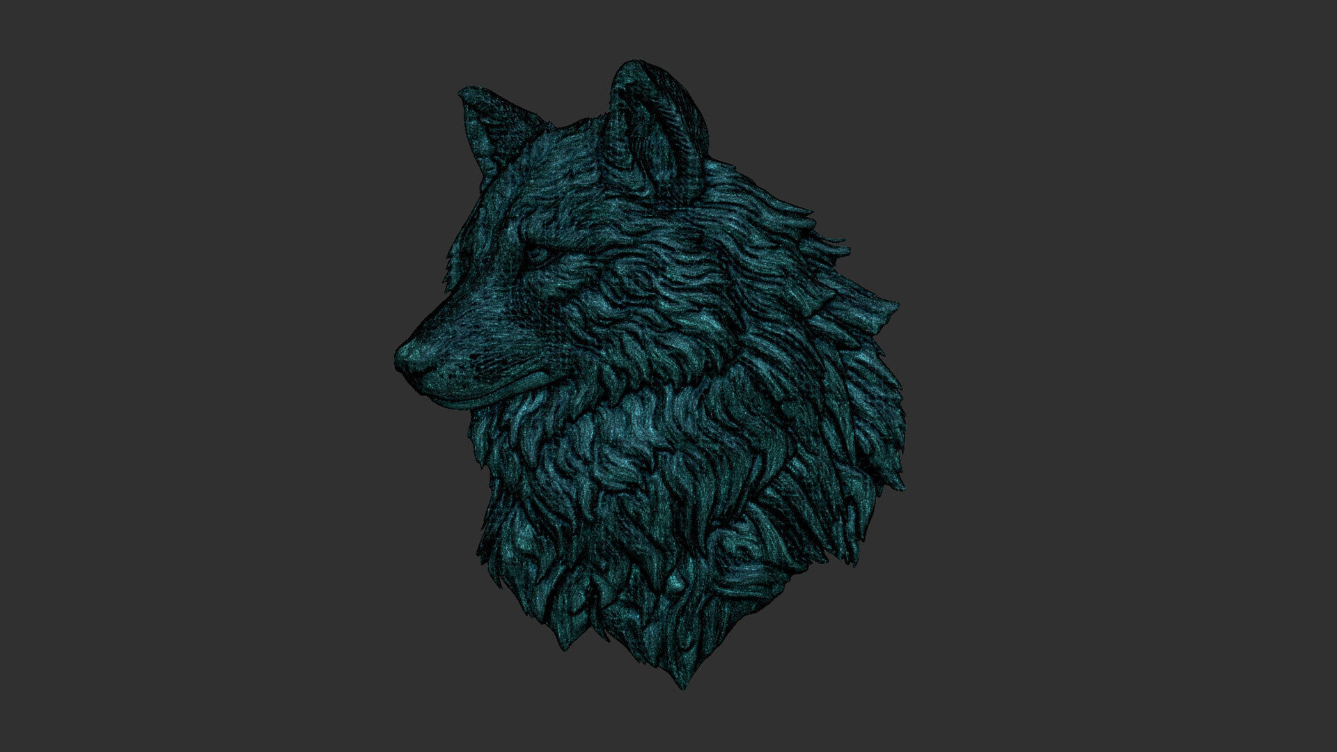 Wolf head bas-relief 3D print model_10