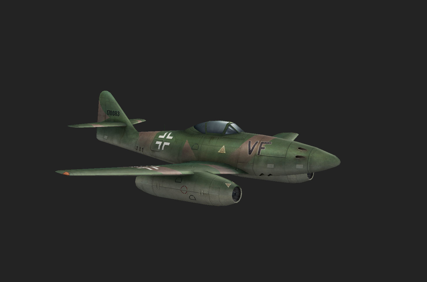 Messerschmitt Me-262 painted game model Low-poly 3D model Low-poly 3D model_10