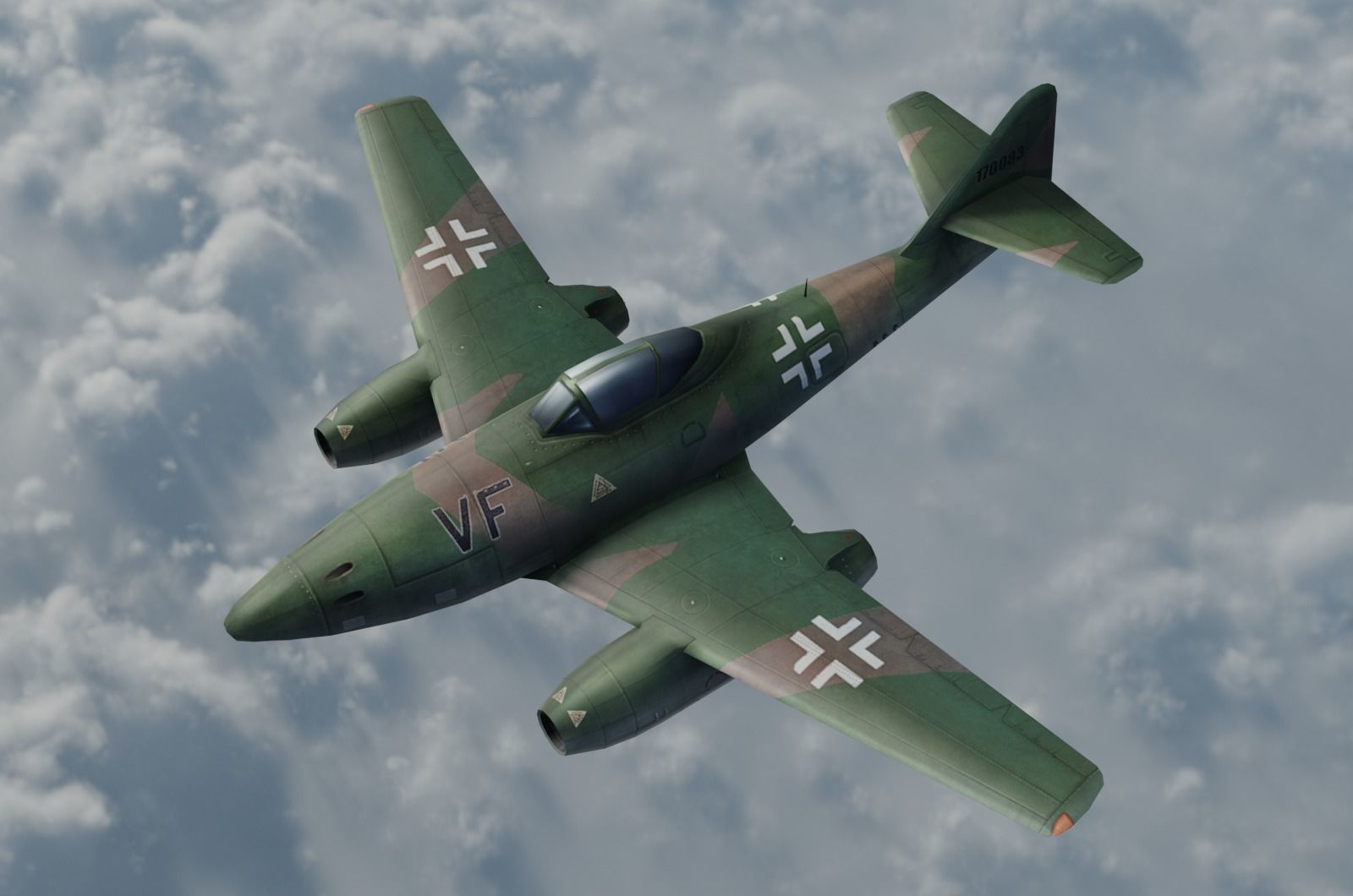 Messerschmitt Me-262 painted game model Low-poly 3D model Low-poly 3D model_1