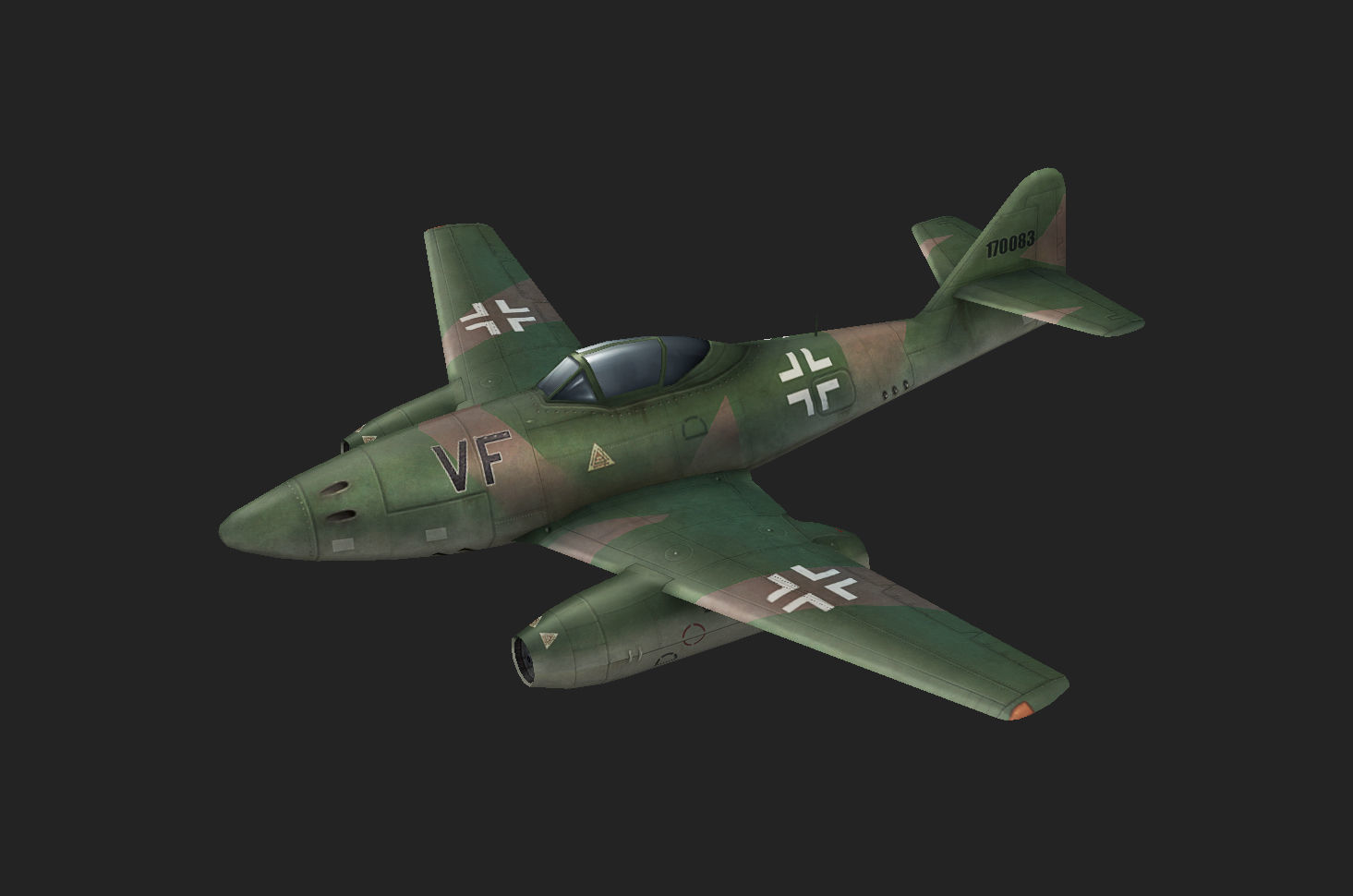 Messerschmitt Me-262 painted game model Low-poly 3D model Low-poly 3D model_7