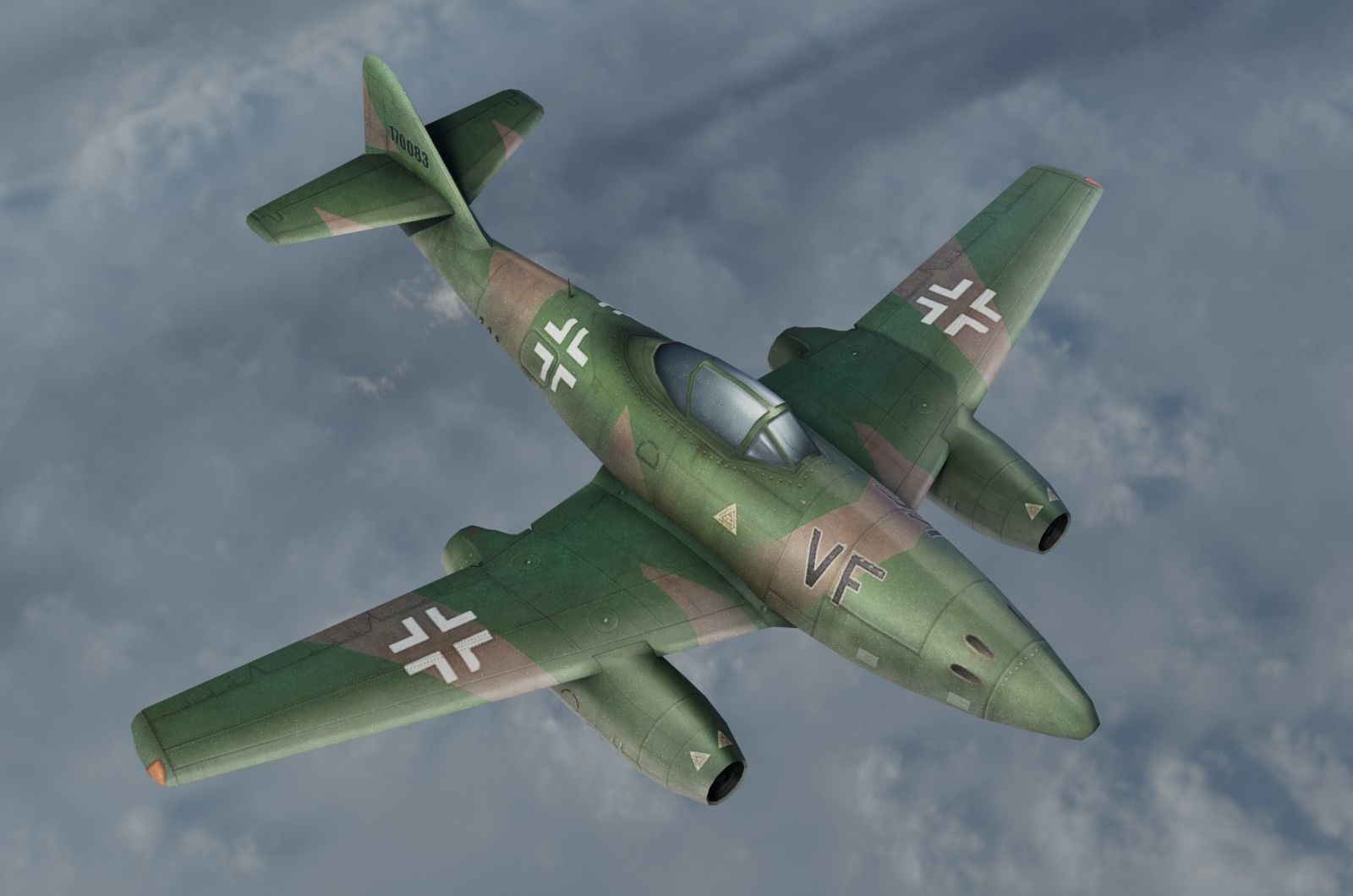 Messerschmitt Me-262 painted game model Low-poly 3D model Low-poly 3D model_2