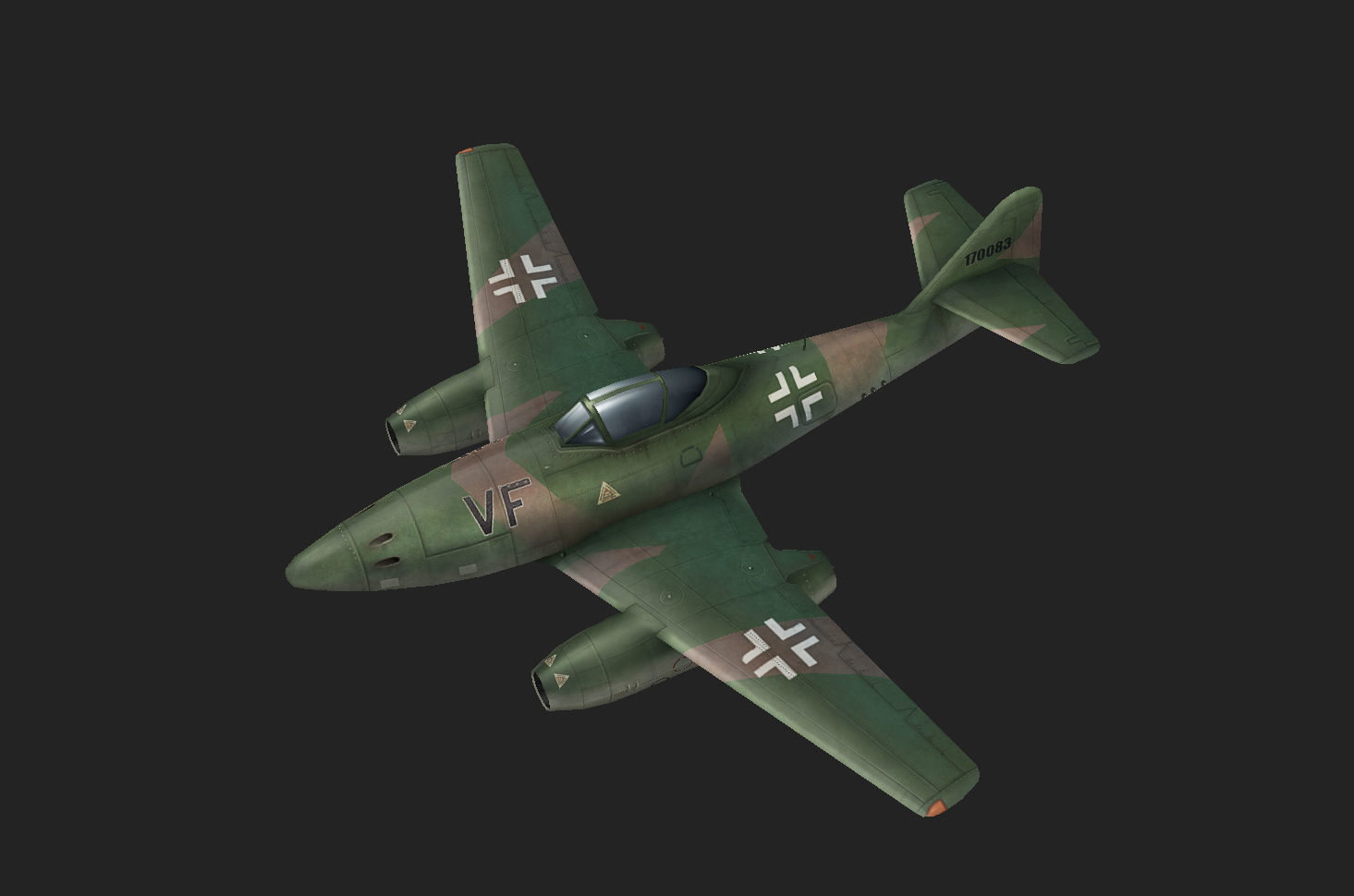 Messerschmitt Me-262 painted game model Low-poly 3D model Low-poly 3D model_8