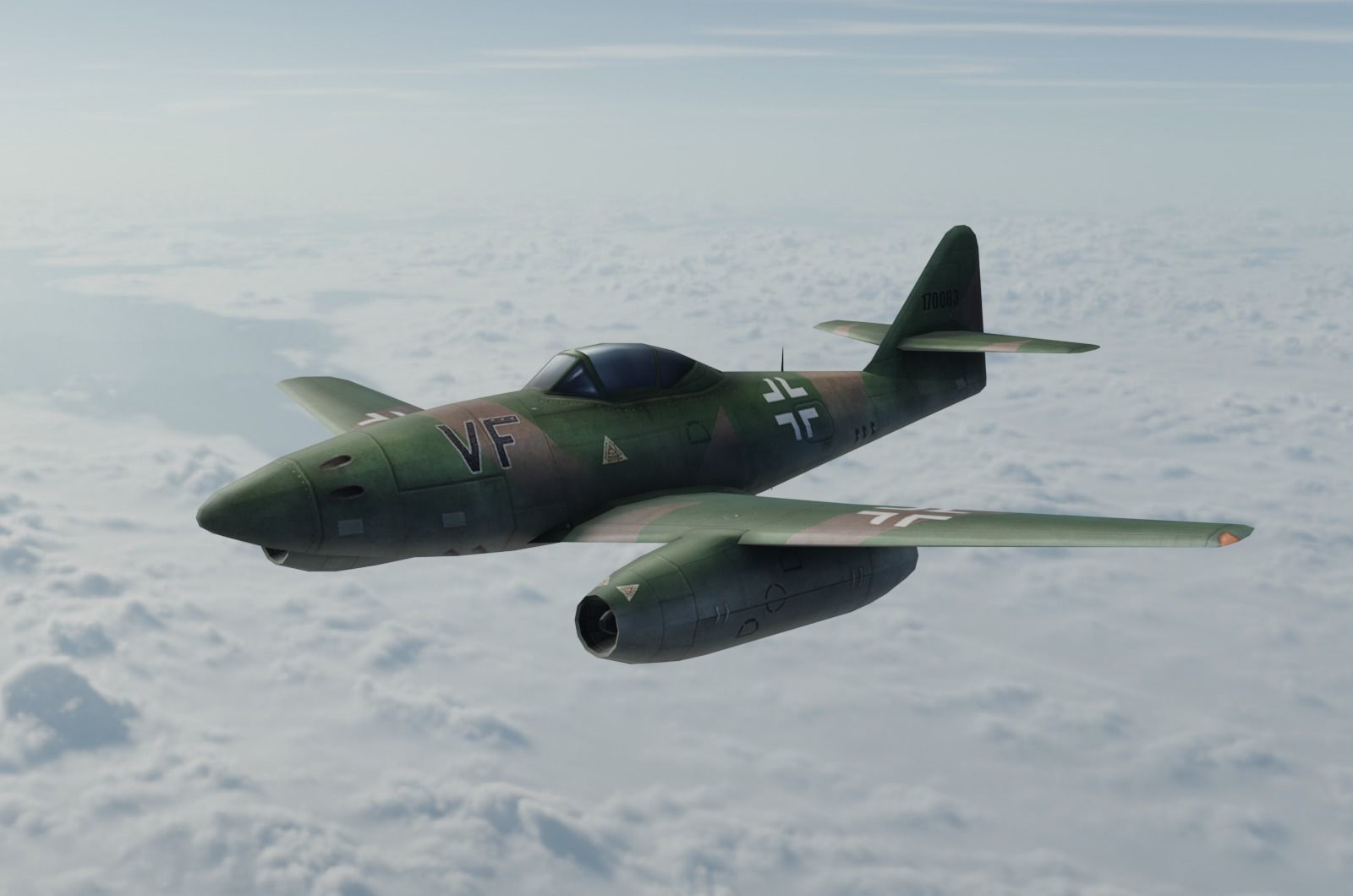 Messerschmitt Me-262 painted game model Low-poly 3D model Low-poly 3D model_3
