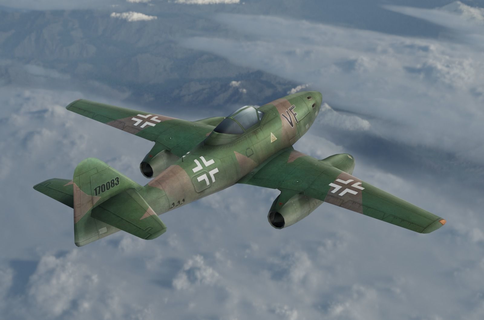 Messerschmitt Me-262 painted game model Low-poly 3D model Low-poly 3D model_4