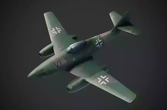 Messerschmitt Me-262 painted game model Low-poly 3D model Low-poly 3D model