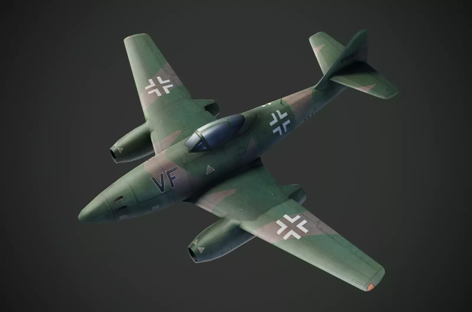 Messerschmitt Me-262 painted game model Low-poly 3D model Low-poly 3D model_0