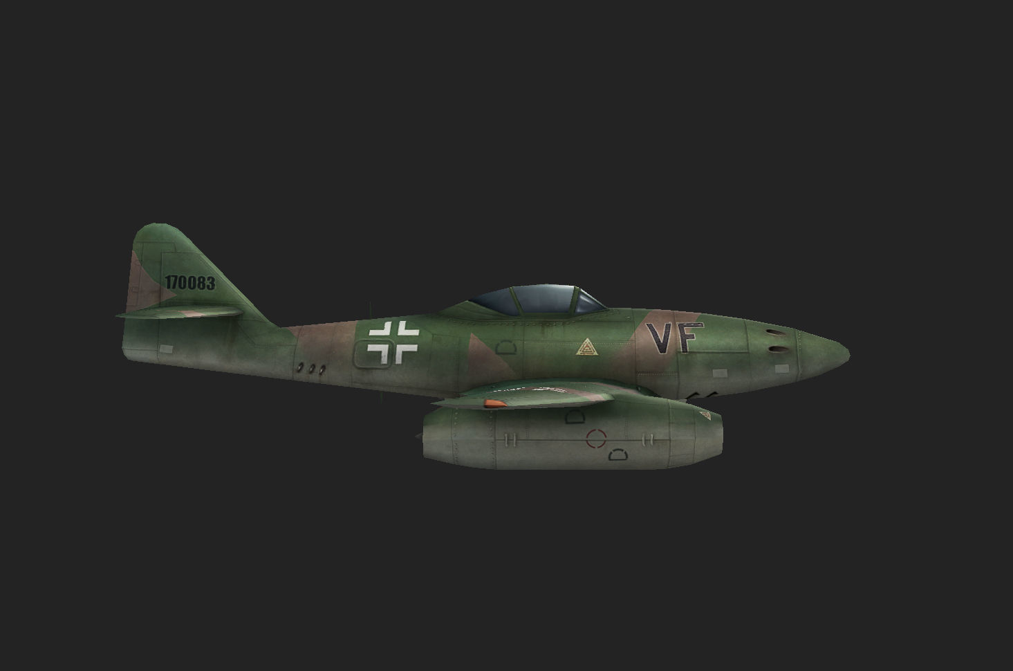 Messerschmitt Me-262 painted game model Low-poly 3D model Low-poly 3D model_12