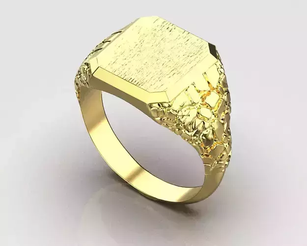 Size 10 Mens nugget ring with signet  0143 3D print model