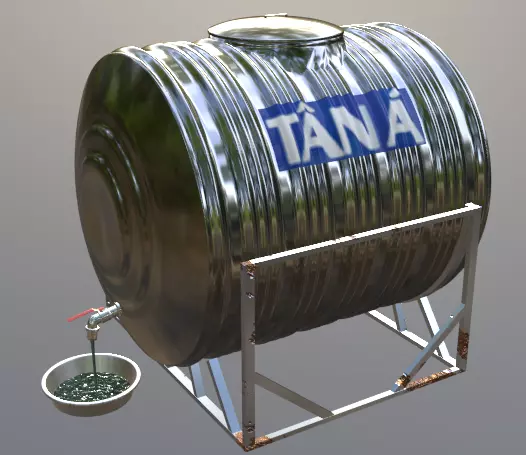 Round water tank Low-poly 3D model