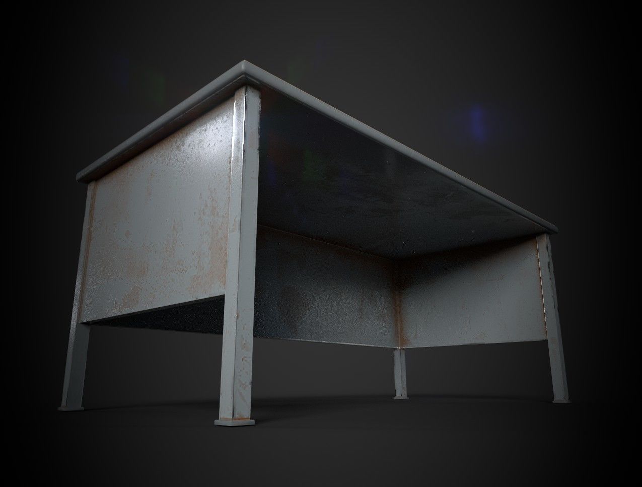 Old Office Table Low-poly 3D model_3