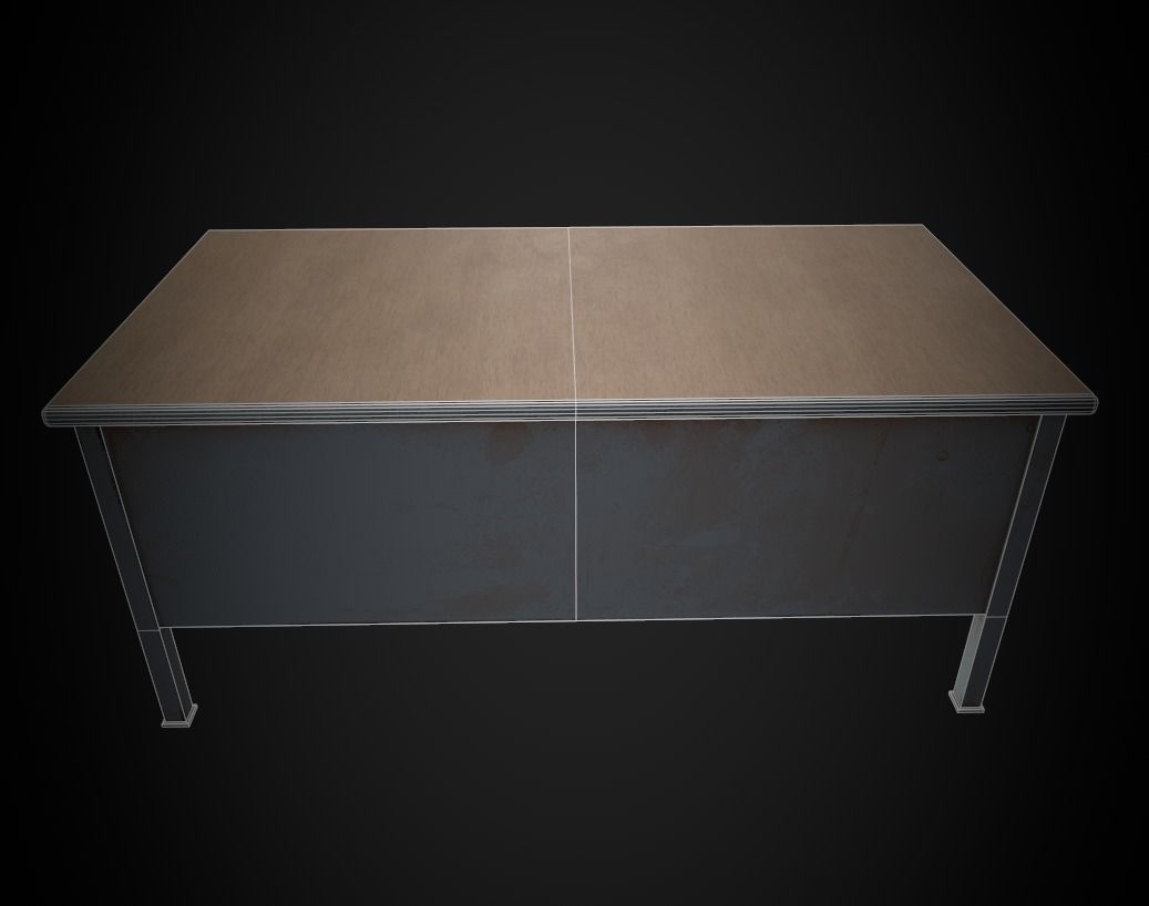 Old Office Table Low-poly 3D model_16