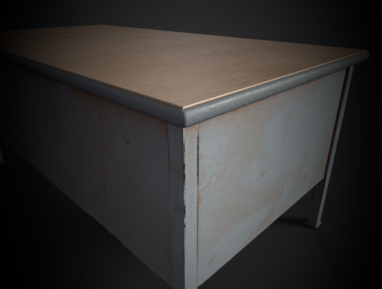 Old Office Table Low-poly 3D model_4