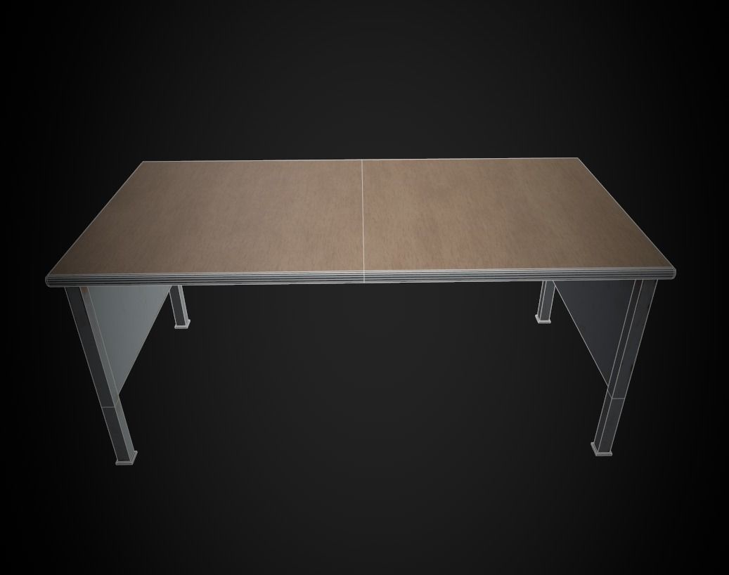 Old Office Table Low-poly 3D model_17