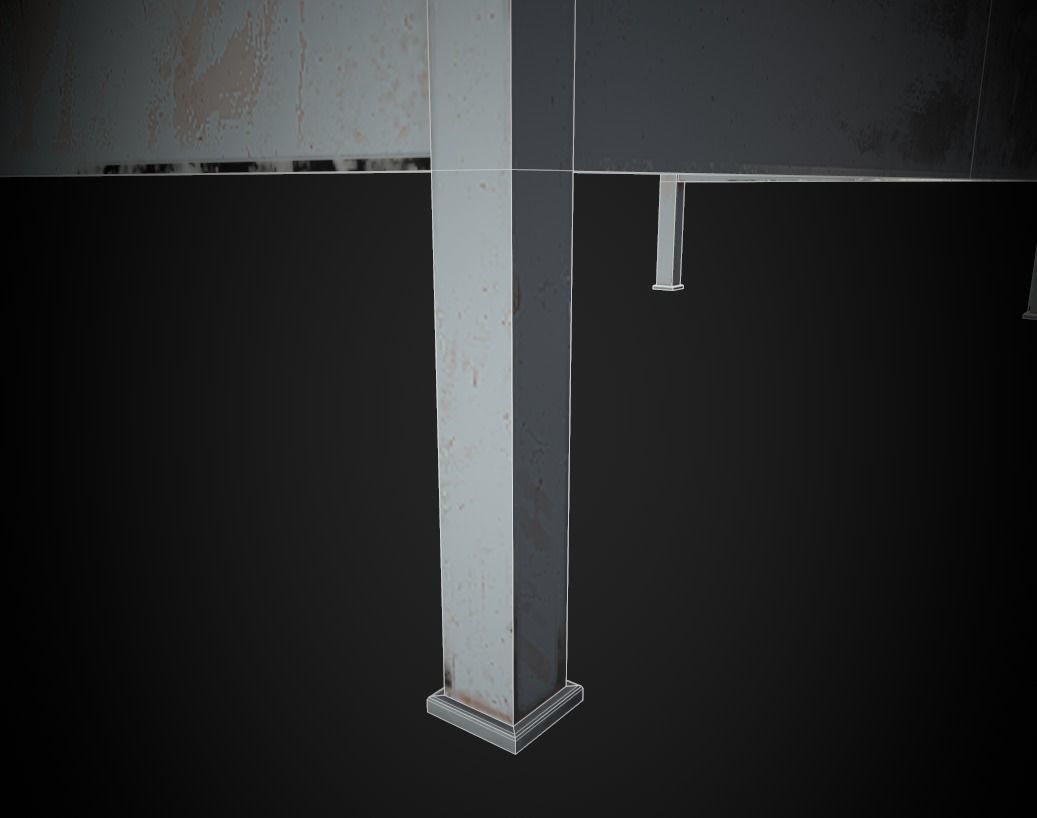 Old Office Table Low-poly 3D model_15