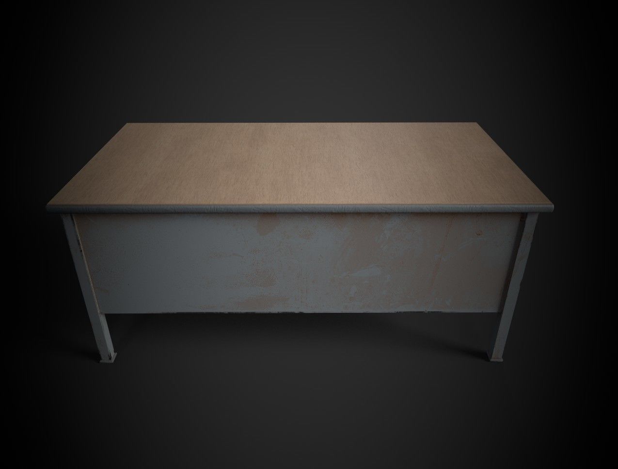 Old Office Table Low-poly 3D model_9
