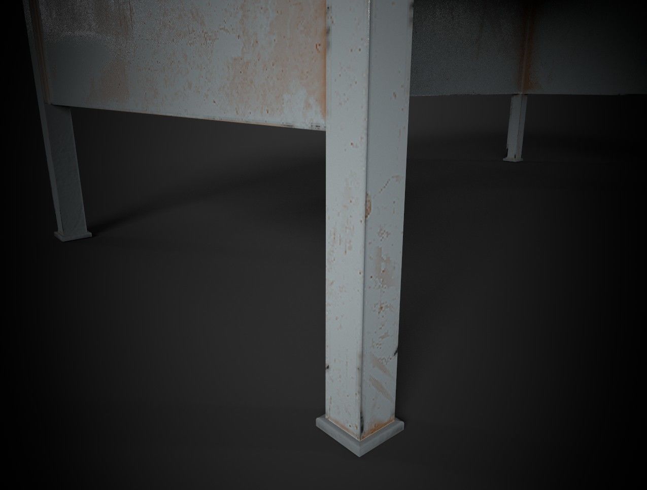 Old Office Table Low-poly 3D model_7