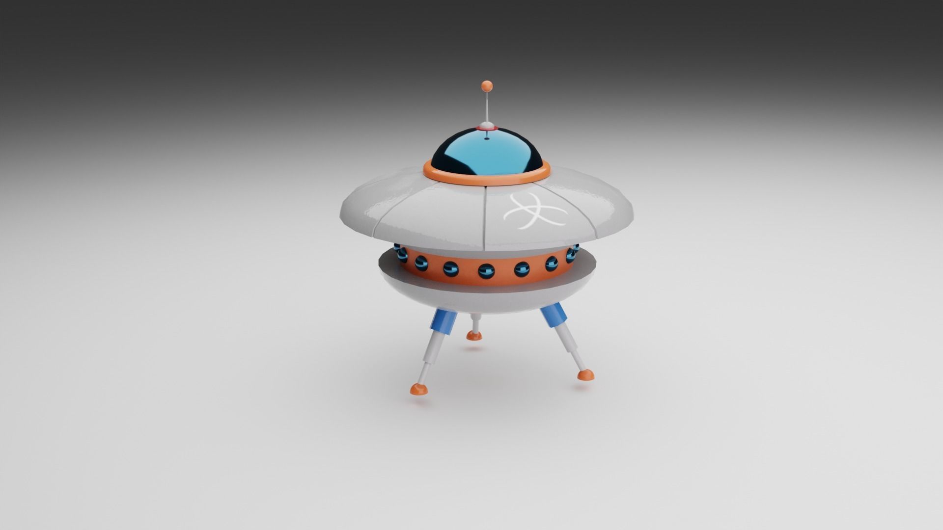 Cartoon UFO Collection Low-poly 3D model_9