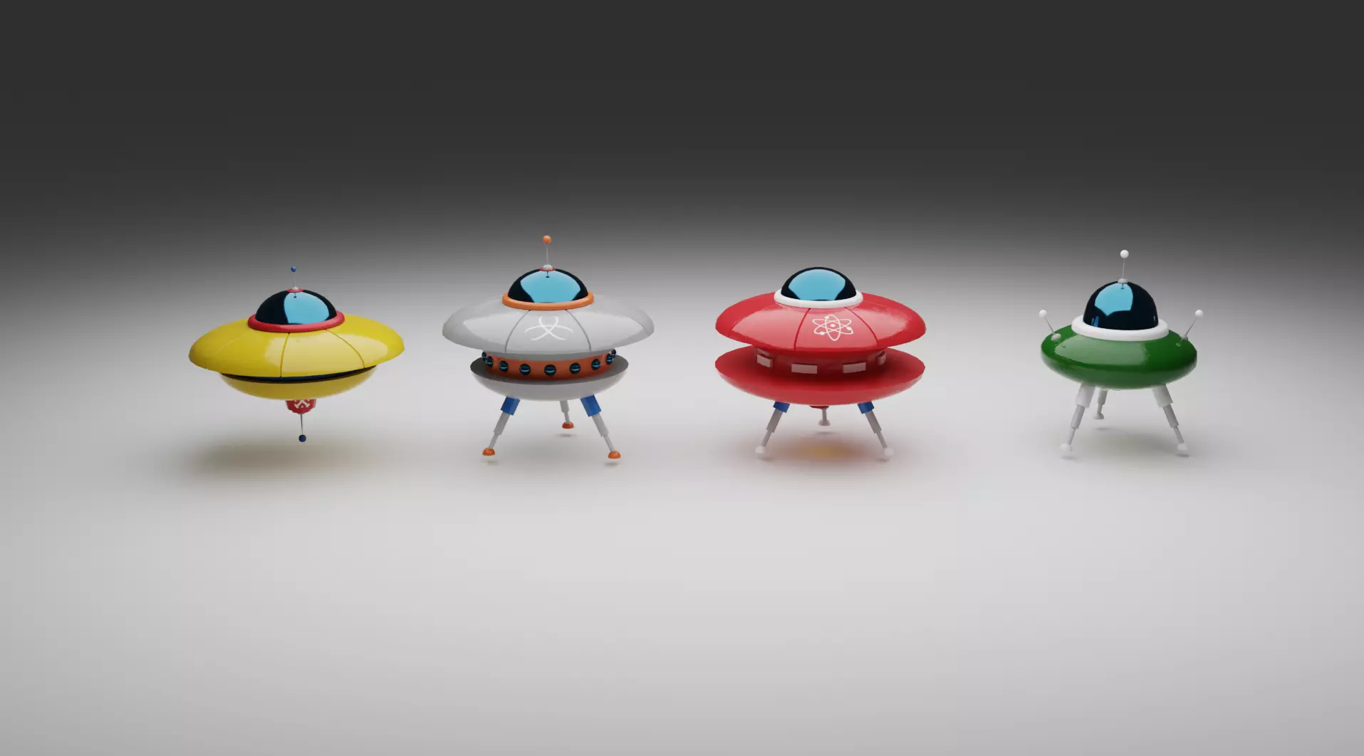 Cartoon UFO Collection Low-poly 3D model_0