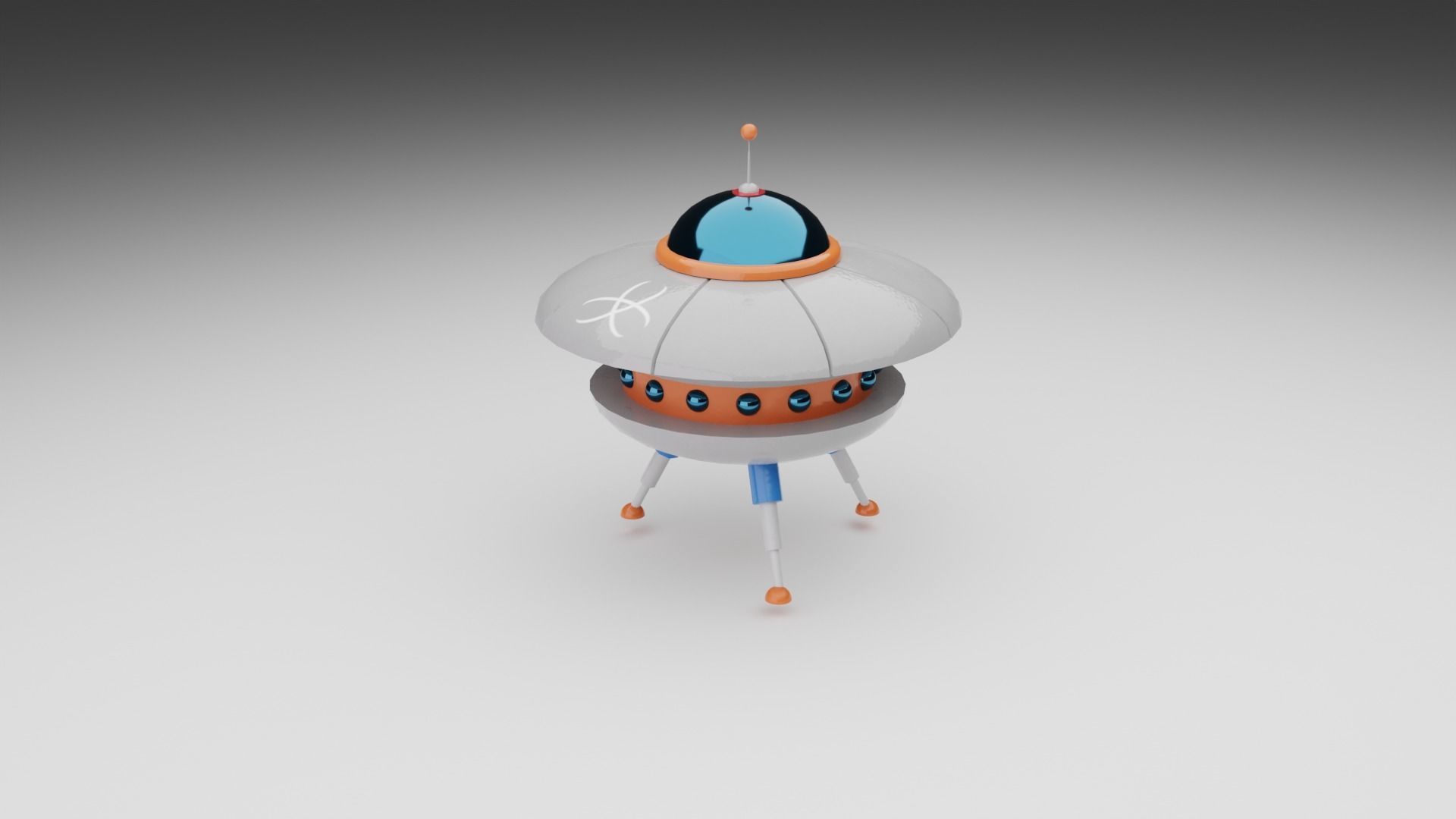 Cartoon UFO Collection Low-poly 3D model_10