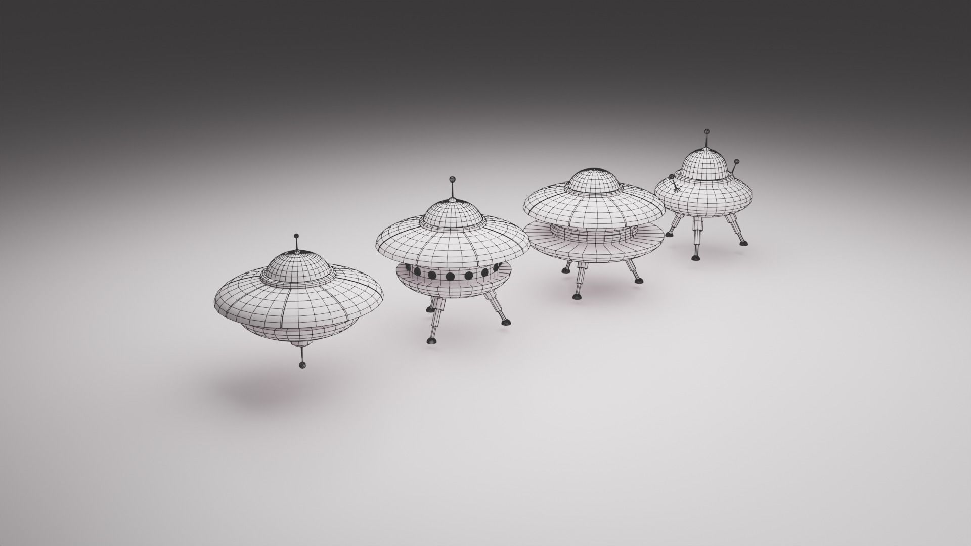 Cartoon UFO Collection Low-poly 3D model_27