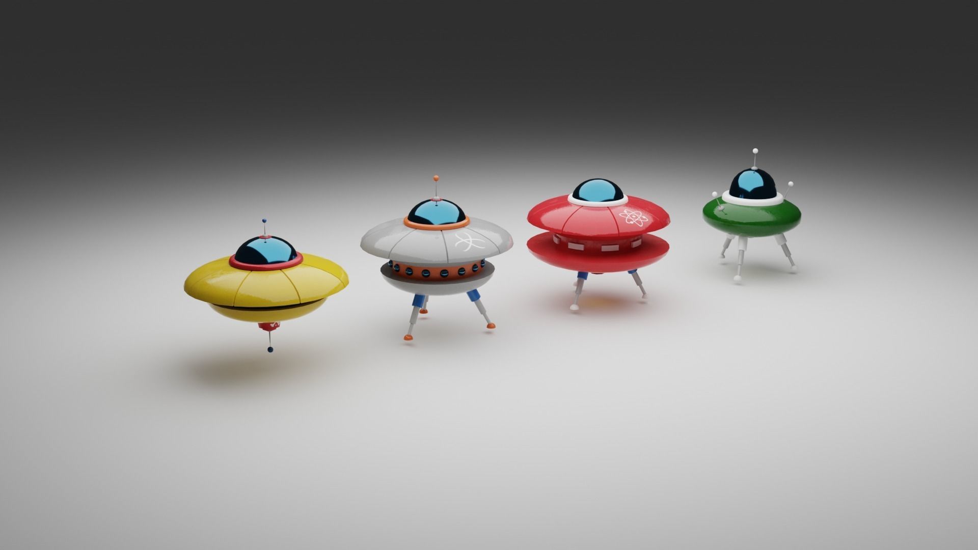 Cartoon UFO Collection Low-poly 3D model_1