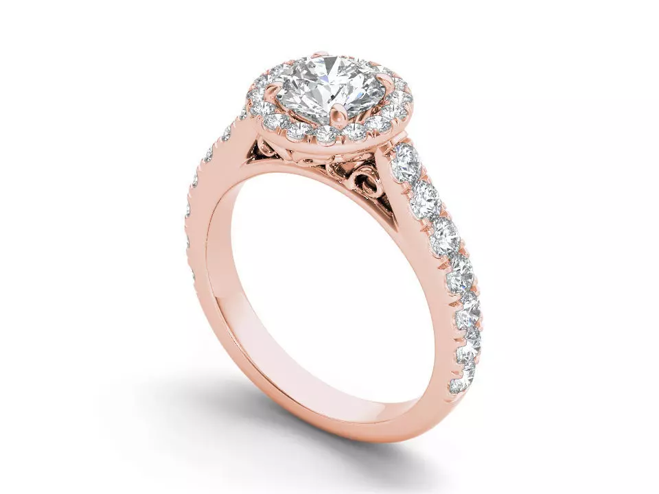 Halo new Round Diamond Engagement Ring 3d model 3D print model_0