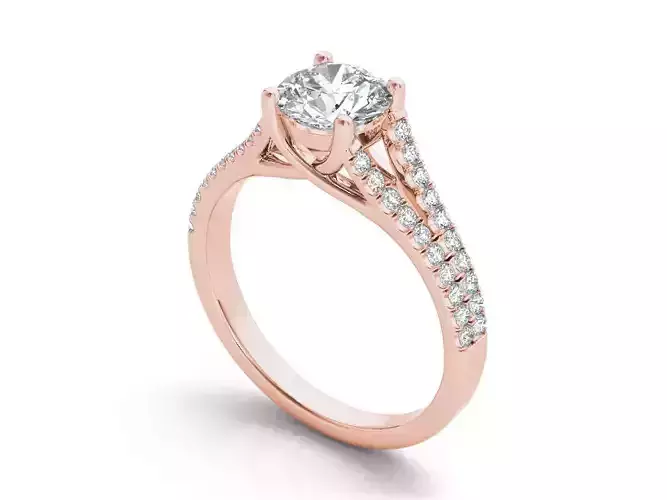 Split Shank diamond ring Rose Gold 3d model