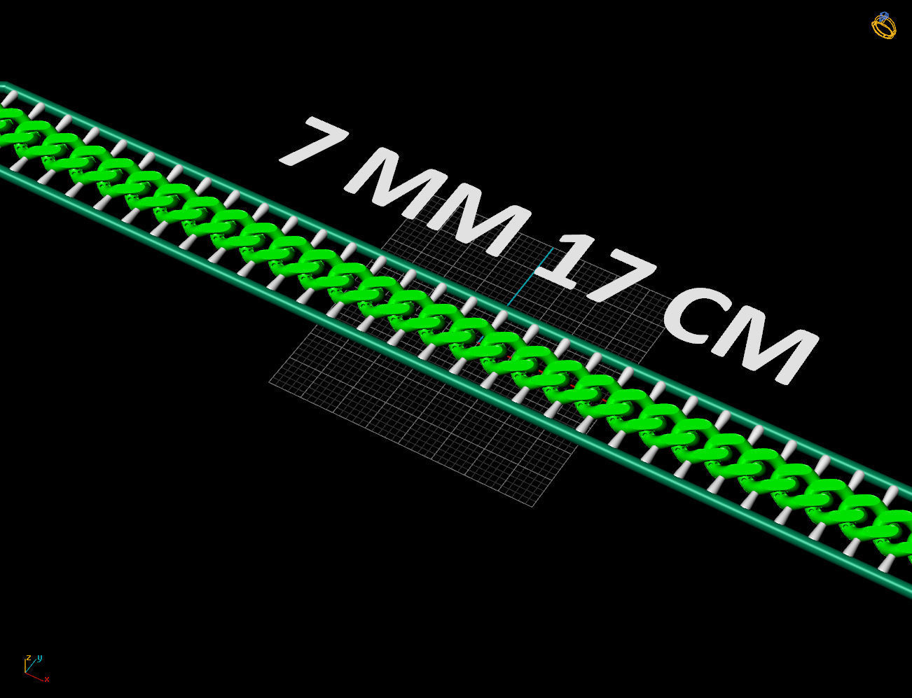 7 mm 17 cm CUBAN LINK CHAIN FOR BRACELET OR NECKLACE 3D print model_4