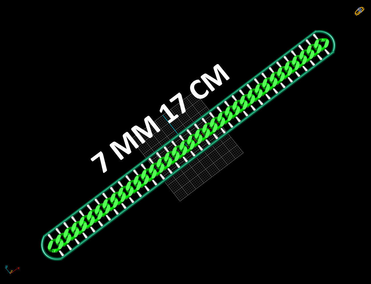 7 mm 17 cm CUBAN LINK CHAIN FOR BRACELET OR NECKLACE 3D print model_7