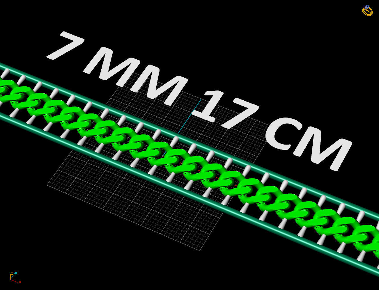 7 mm 17 cm CUBAN LINK CHAIN FOR BRACELET OR NECKLACE 3D print model_3