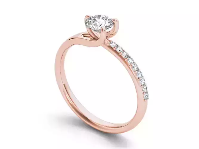 Split Shank Three Prong Claw Round Moissanite Ring