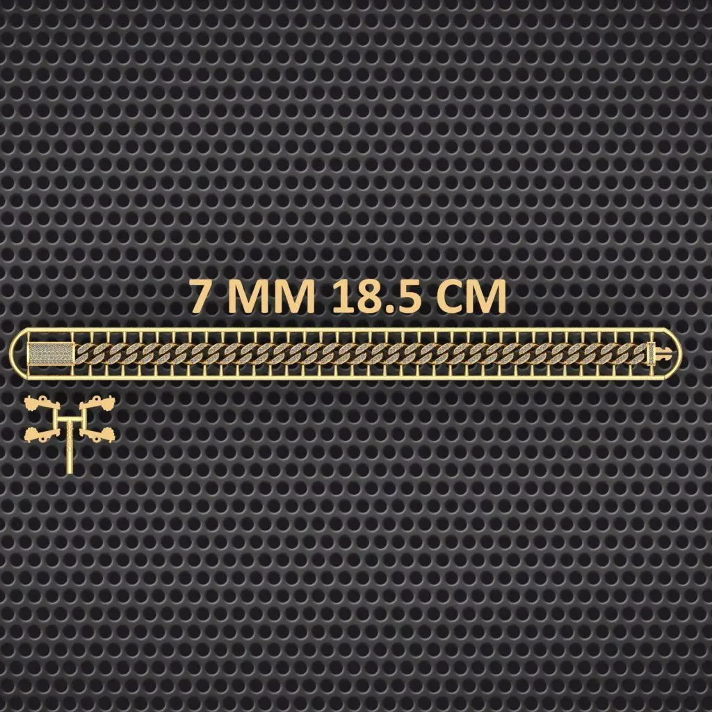 7 mm 18 cm CUBAN LINK CHAIN FOR BRACELET OR NECKLACE 3D print model_0