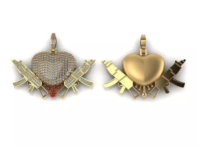 heart and gun 3D print model