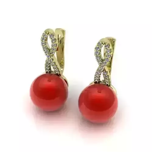 Earrings with pearl stone Model 3992