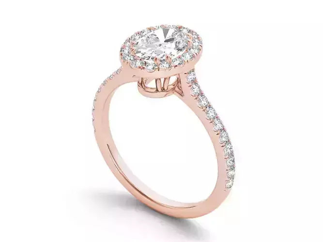 Oval halo big diamond engagement ring 3d model