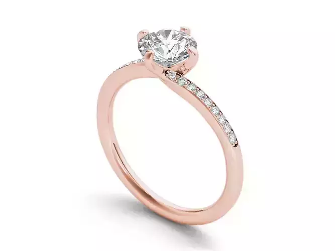 Women 1ct Moissanite Engagement Ring Dainty Pave 3d model